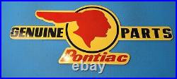 Vintage Pontiac Porcelain Dealership Gas Pump Automobile Car Genuine Parts Sign