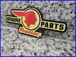 Vintage Pontiac Porcelain Sign Car Dealer Truck Gas Motor Oil Service Garage