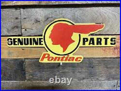 Vintage Pontiac Porcelain Sign Gas Station Car Old Dealer Motor Oil Service 18