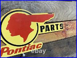 Vintage Pontiac Porcelain Sign Gas Station Car Old Dealer Motor Oil Service 18