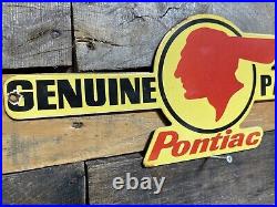 Vintage Pontiac Porcelain Sign Gas Station Car Old Dealer Motor Oil Service 18