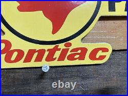 Vintage Pontiac Porcelain Sign Gas Station Car Old Dealer Motor Oil Service 18