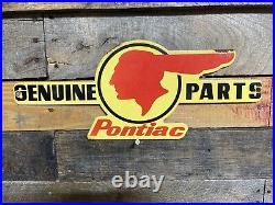 Vintage Pontiac Porcelain Sign Gas Station Car Old Dealer Motor Oil Service 18