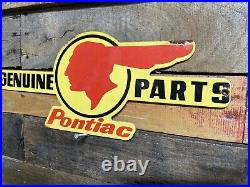 Vintage Pontiac Porcelain Sign Gas Station Car Old Dealer Motor Oil Service 18