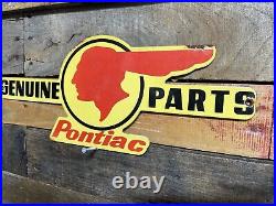 Vintage Pontiac Porcelain Sign Gas Station Car Old Dealer Motor Oil Service 18