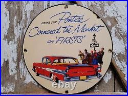 Vintage Pontiac Porcelain Sign Old 12 Car Dealer Automobile Advertising Plaque