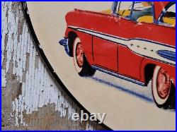 Vintage Pontiac Porcelain Sign Old 12 Car Dealer Automobile Advertising Plaque