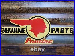 Vintage Pontiac Porcelain Sign Old Automobile Dealership Advertising 18 Diecut