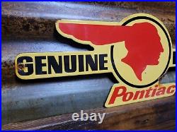 Vintage Pontiac Porcelain Sign Old Automobile Dealership Advertising Gas Oil 18