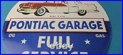 Vintage Pontiac Sign Automobilia Garage Full Service Porcelain Gas Pump Sign