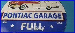 Vintage Pontiac Sign Automobilia Garage Full Service Porcelain Gas Pump Sign