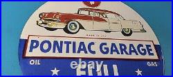 Vintage Pontiac Sign Automobilia Garage Full Service Porcelain Gas Pump Sign