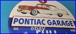 Vintage Pontiac Sign Automobilia Garage Full Service Porcelain Gas Pump Sign