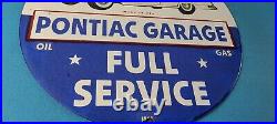 Vintage Pontiac Sign Automobilia Garage Full Service Porcelain Gas Pump Sign