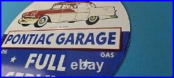 Vintage Pontiac Sign Automobilia Garage Full Service Porcelain Gas Pump Sign