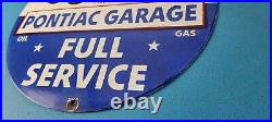 Vintage Pontiac Sign Automobilia Garage Full Service Porcelain Gas Pump Sign