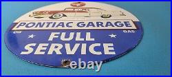 Vintage Pontiac Sign Automobilia Garage Full Service Porcelain Gas Pump Sign