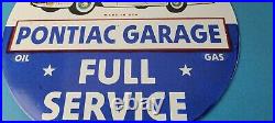 Vintage Pontiac Sign Automobilia Garage Full Service Porcelain Gas Pump Sign