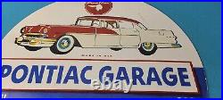 Vintage Pontiac Sign Automobilia Garage Full Service Porcelain Gas Pump Sign