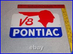Vintage Pontiac V8 Sports Car Indian Chief 12 Metal Gm Truck, Gasoline Oil Sign