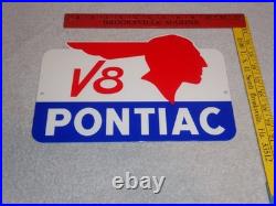 Vintage Pontiac V8 Sports Car Indian Chief 12 Metal Gm Truck, Gasoline Oil Sign