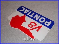 Vintage Pontiac V8 Sports Car Indian Chief 12 Metal Gm Truck, Gasoline Oil Sign