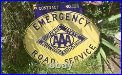 Vintage Porcelain Advertising Sign AAA California State Automobile Association