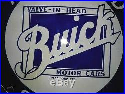 Vintage Porcelain Buick Authorized Service Valve In Head Round Sign 42 Ssp Wow