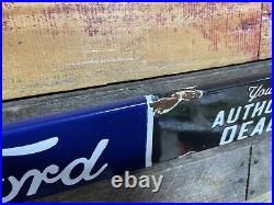 Vintage Porcelain Ford Sign Car Dealer Door Push Bar 32 Soda Beverage Gas Oil