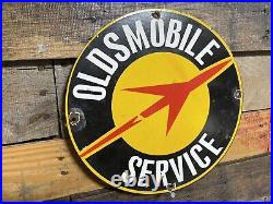 Vintage Porcelain Oldsmobile Sign 12 Car Dealership Old Plaque Automobile Sales