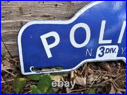 Vintage Porcelain Police N. Y. P. D New York Porcelain Car Tag Sign 11 X 4