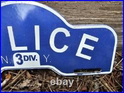 Vintage Porcelain Police N. Y. P. D New York Porcelain Car Tag Sign 11 X 4