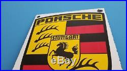 Vintage Porcelain Porsche Dealership Service Station Stuttgart Automobile Sign