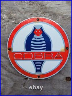 Vintage Porcelain Sign Ac Cobra V8 Motor Shelby Automobile Sport Car Advertising