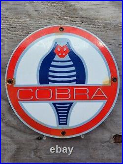 Vintage Porcelain Sign Ac Cobra V8 Motor Shelby Automobile Sport Car Advertising