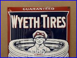 Vintage Porcelain Wyeth Tires Sign Gas Oil Garage Pump St. Joseph MO Car Auto