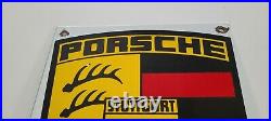 Vintage Porsche Germany Gas Automobile Porcelain Shield Service Station Sign