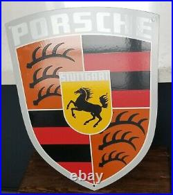 Vintage Porsche Porcelain Gas Auto Vehicle Stuttgart Germany Service Dealer Sign