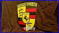 Vintage Porsche Porcelain Gas Automobile Stuttgart Dealership Service Sign