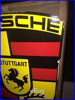 Vintage Porsche Stuttgart Dealers Porcelain Steel Sign Sports Car Boxter 911 Gas