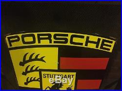 Vintage Porsche Stuttgart Dealers Porcelain Steel Sign Sports Car Boxter 911 Gas