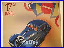 Vintage Poster Auto Ecole Gilbert French Stone Lithograph 1930's