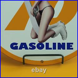 Vintage Poyal 76 Gasoline Porcelain Gas Auto Service Station Pump Plate Sign