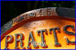 Vintage Pratts Ethyl Cast Aluminium Petrol Pump Sign No. 45 Mark Logo Collector