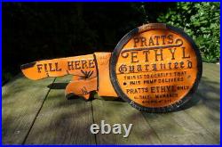 Vintage Pratts Ethyl Cast Aluminium Petrol Pump Sign No. 45 Mark Logo Collector