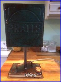 Vintage Pratts Petrol Oil Can Lamp Automobilia Barn Find Industrial Lighting