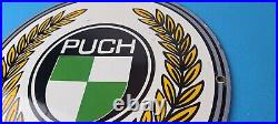 Vintage Puch Mopeds Sign Porcelain Gas Pump Service Bicycle Auto Bike Sign