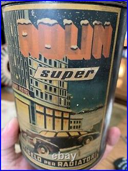 Vintage RARE Arexons Italian Antifreeze Automobile Graphic Winter Can