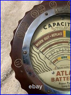 Vintage RARE Early Atlas Supply Car Battery Tester Rotating Dial Capacitest 1941