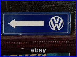 Vintage RARE Volkswagen Sign VW Sales Automobile Gas Pump Porcelain Sign Arrow